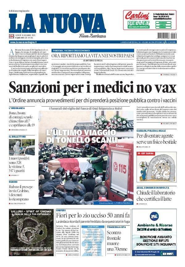 La Nuova Sardegna - Prima Pagina - 31 dicembre 2020