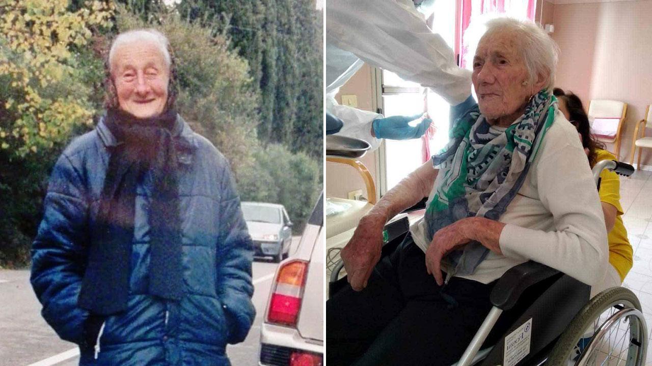 A sinistra in piedi Ilia Brunetti, 102 anni, a destra Maria Martinelli, 106
