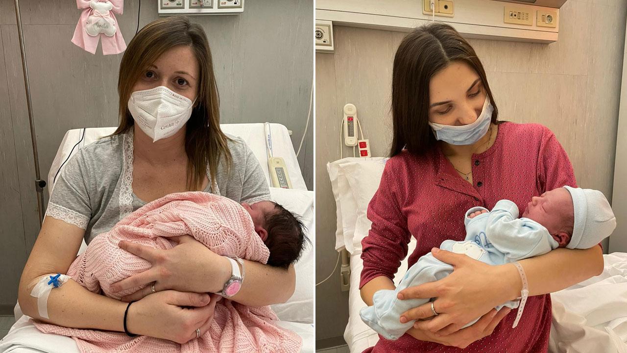 Nella foto a sinistra Greta Fiumalbi insieme a mamma Elena a destra Marco Shevchenco con mamma Anna