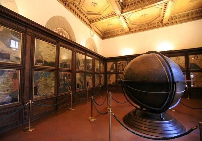 Una veduta della Sala delle carte geografiche a Palazzo Vecchio