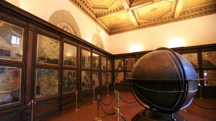 Una veduta della Sala delle carte geografiche a Palazzo Vecchio