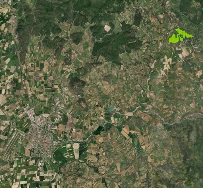 In alto a destra, segnalata in verde più acceso, l’area di 60 ettari nel comune di Campagnatico indicata dalla Sogin come eventuale sito di stoccaggio dei rifiuti nucleari