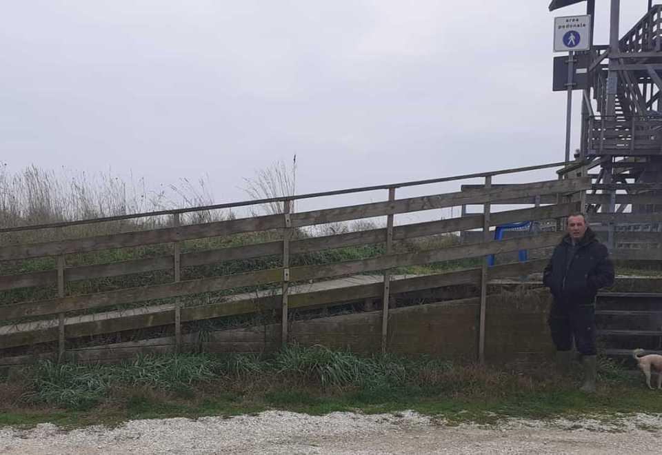 Passerella di legno viscida e pericolosa Rischio di cadute 