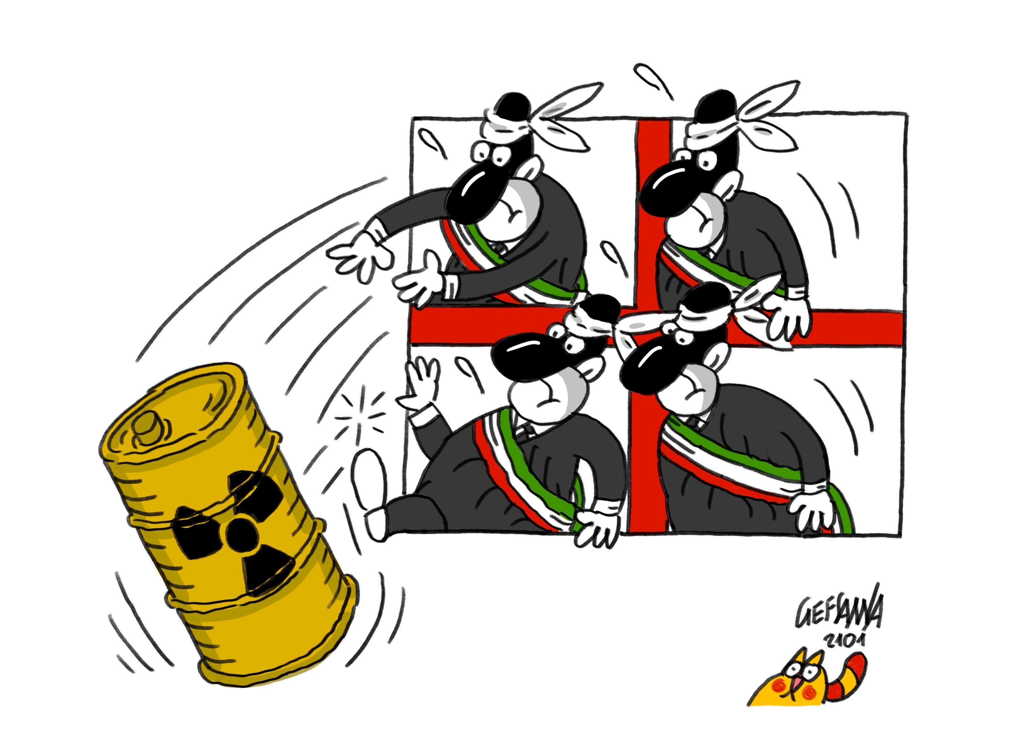 La vignetta di Gef: no dei sindaci sardi alle scorie radioattive