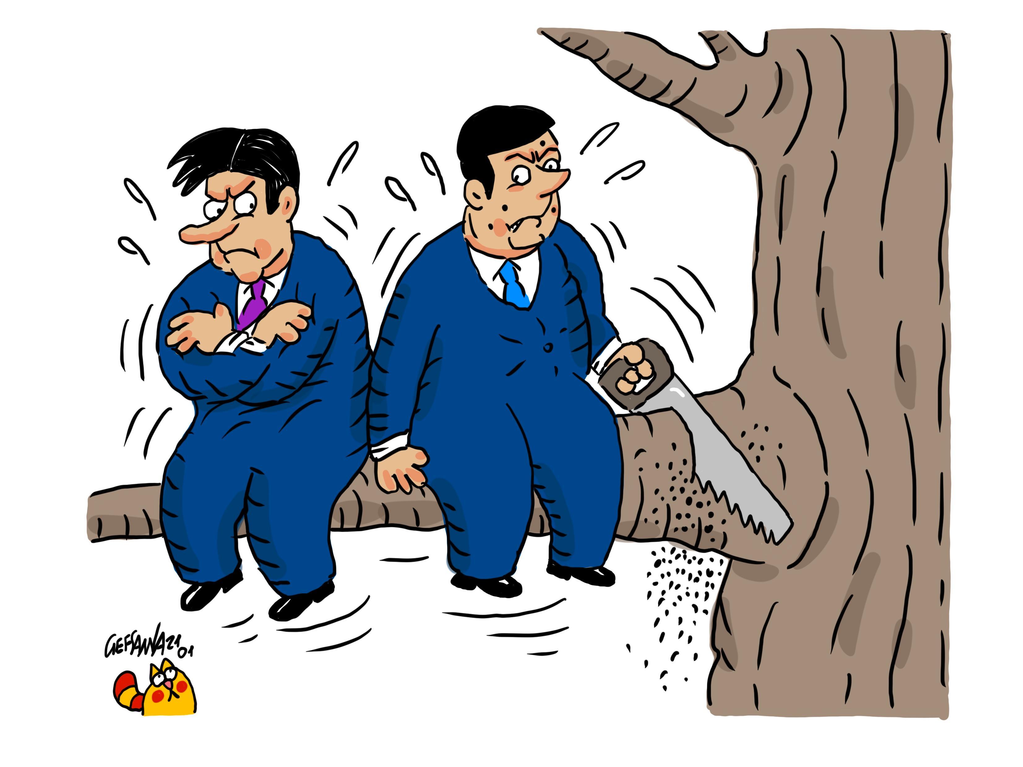 La vignetta di Gef - Crisi di governo, la sfida tra Conte e Renzi arriva in Parlamento