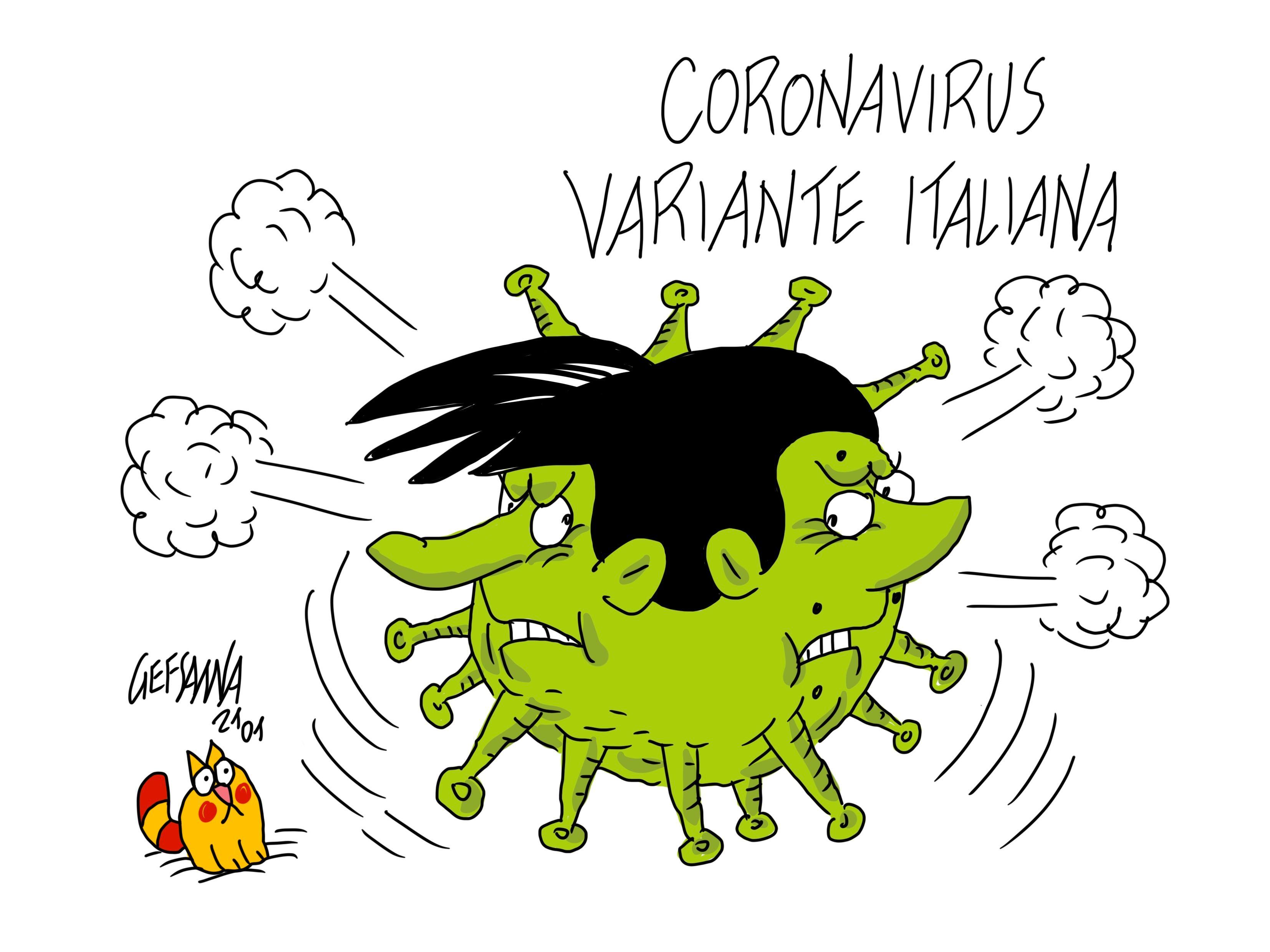 La vignetta di Gef: duello Conte-Renzi, una variante del Covid
