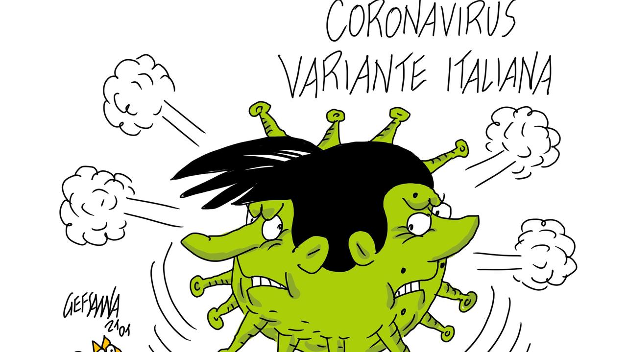 La vignetta di Gef: duello Conte-Renzi, una variante del Covid