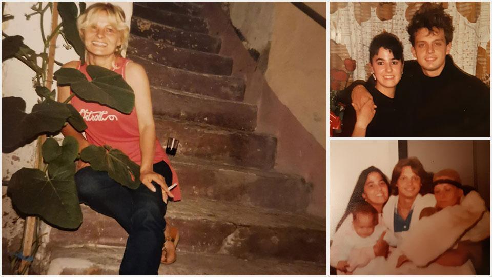 Nelle immagini: qui sopra, Marcella nell’86 durante la sua permanenza a Castagnola di Sopra, ospite del padre Sergio, sorridente: di lì a poco partì per andare dal marito e scomparve. A destra, Cinzia Carrieri (cugina di Marcella) e Luis Miguel nell’89, quando il cantante venne a Massa sperando di trovare la madre e, sopra, nell’84-85, prima di partecipare a Sanremo: Sergio ha pochi mesi