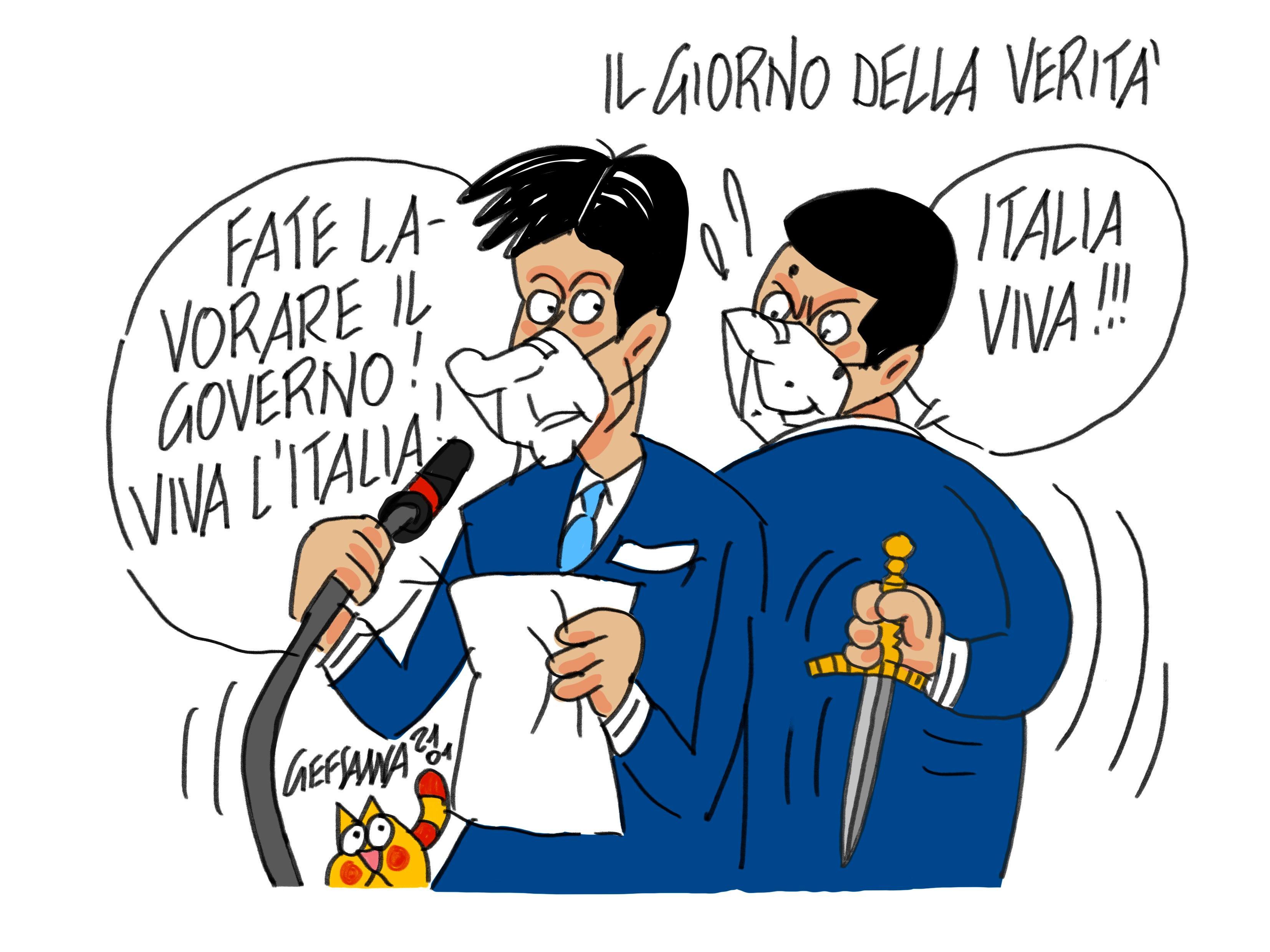 La vignetta di Gef - Per Conte il giorno della verità in Senato