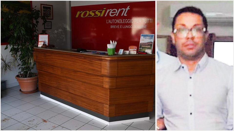 L'interno dell'autonoleggio "Rossi Rent" e Nikholas Berardi