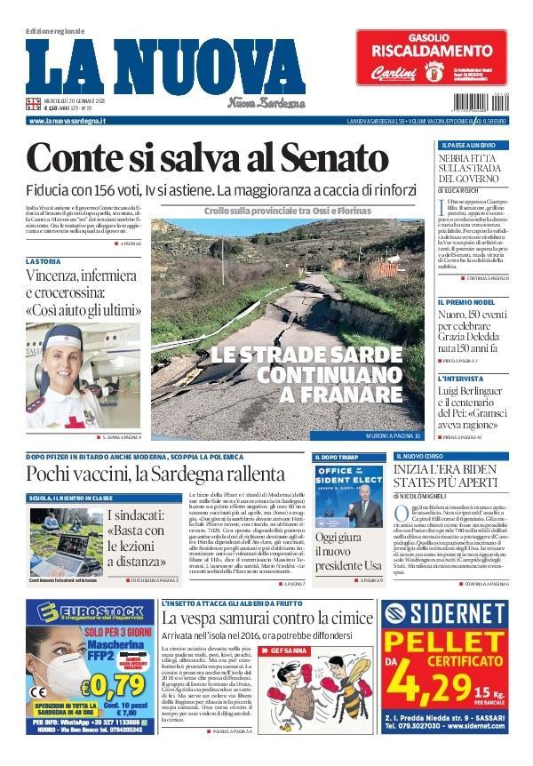 La Nuova Sardegna - Prima Pagina - 20 gennaio 2021