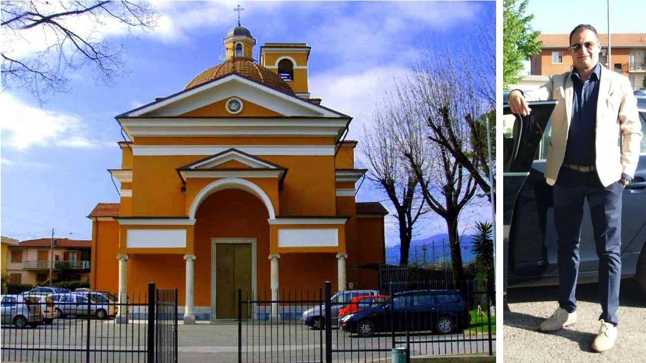Nella foto il Santuario dei Quercioli e Matteo Giovanelli