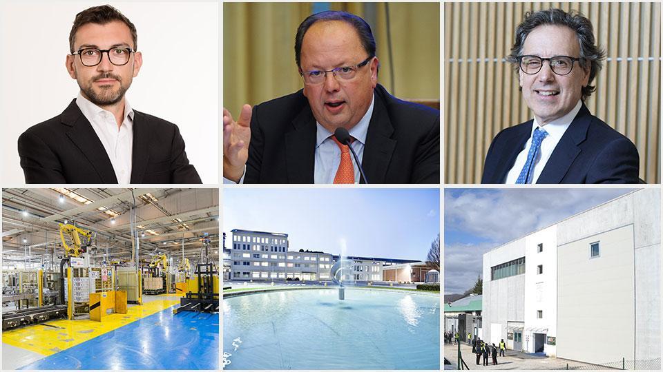 Ivan Ferrini, direttore Essity Italia e l’impianto della Essity, Luigi Lazzarareschi, ad di Sofidel e la sede di Sofidel a Porcari, Paolo Marcucci, ad di Kedrion e lo stabilimento Kedrion a Castelvecchio