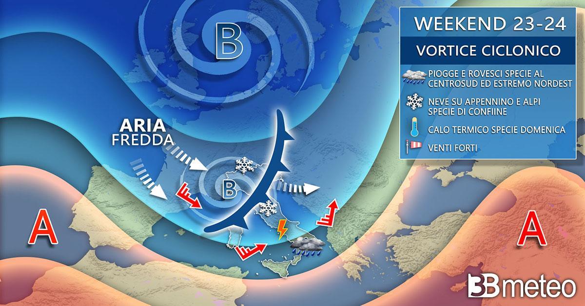 Meteo, arriva il maltempo atlantico: rovesci, temporali, vento e neve in quota