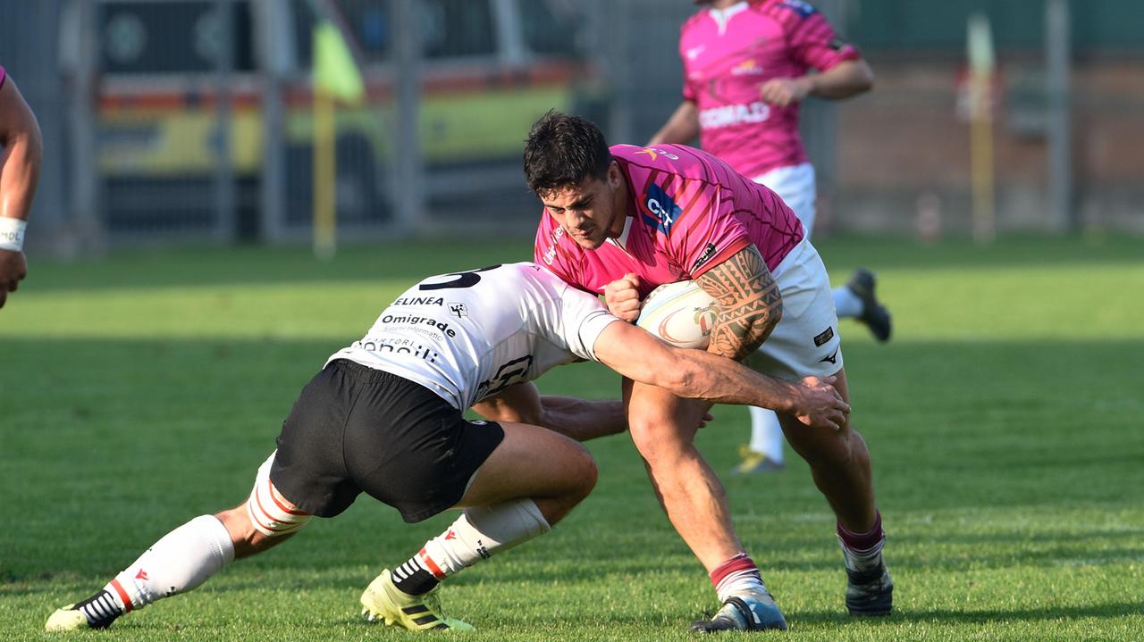 Sanavia in azione durante il match d'andata contro il Colorno