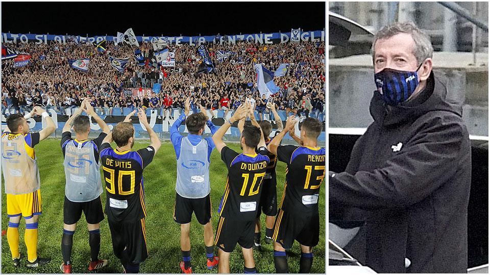 Giugno 2019: i giocatori ringraziano la curva dopo una vittoria e Alexander Knaster all’Arena Garibaldi ieri pomeriggio