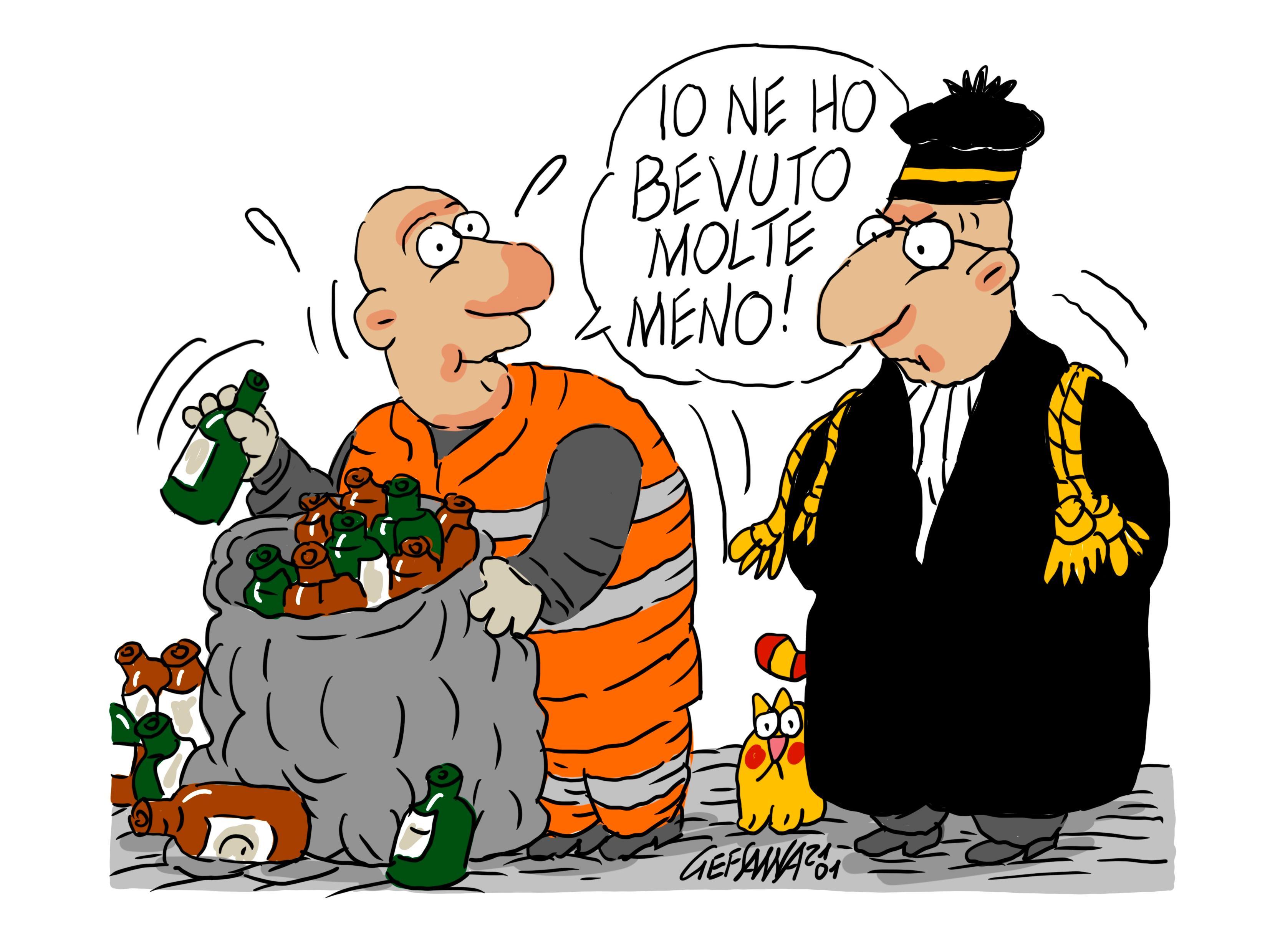 La vignetta di Gef: Sassari, niente etilometro? Lavori socialmente utili per evitare la confisca dell'auto