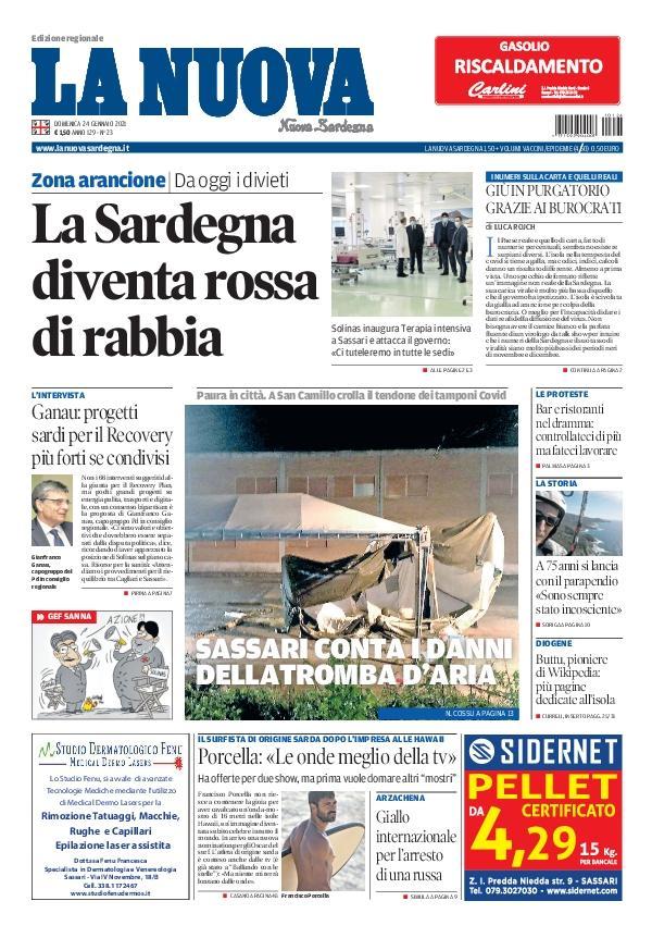 La Nuova Sardegna - Prima Pagina - 24 gennaio 2021