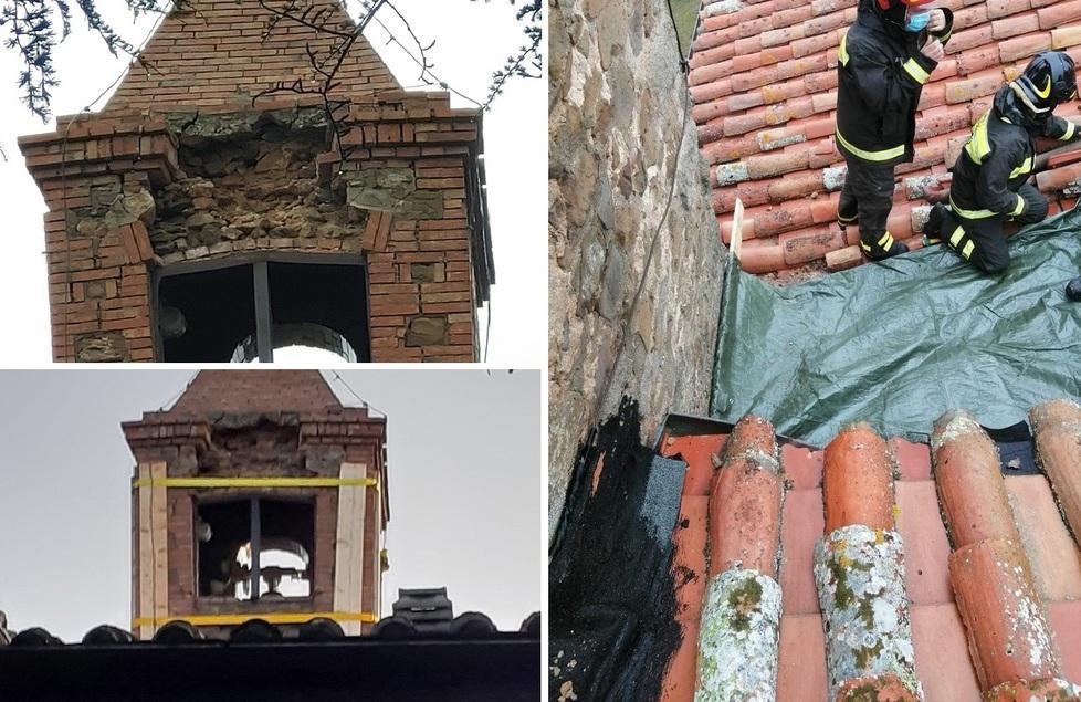 Pioggia battente Crolla un pezzo di campanile Fossi tracimati 
