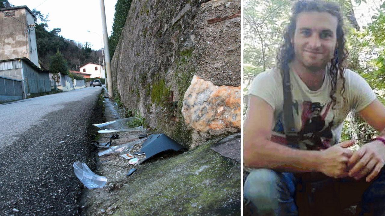 Nella foto il luogo dell'incidente e la vittima Filippo Ulivi