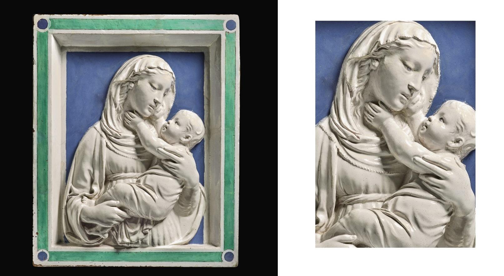 La Madonna con Bambino di Santa Fiora di Luca Della Robbia che va all'asta il 28 gennaio 2021 da Sotheby's a New York (foto Sotheby's)