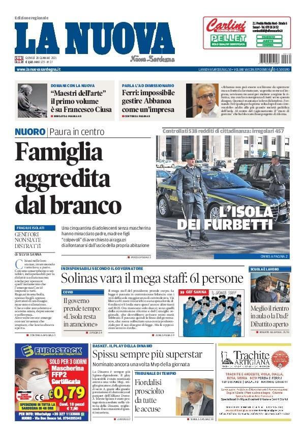 La Nuova Sardegna - Prima Pagina - 28 gennaio 2021