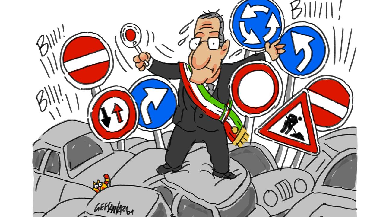 La vignetta di Gef - Sassari, lavori in viale Trento: rivoluzione per il traffico