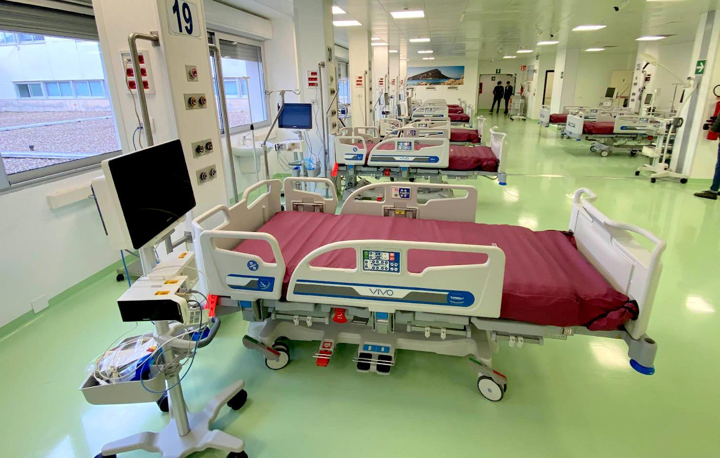 I posti letto di terapia intensiva recentemente inaugurati a Sassari (foto Ivan Nuvoli)