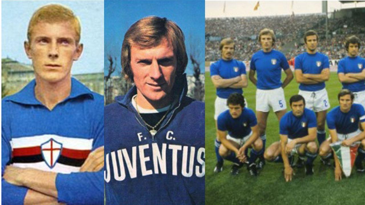Morini con le maglie di Samp e Juve e in Nazionale (è il secondo da sx)
