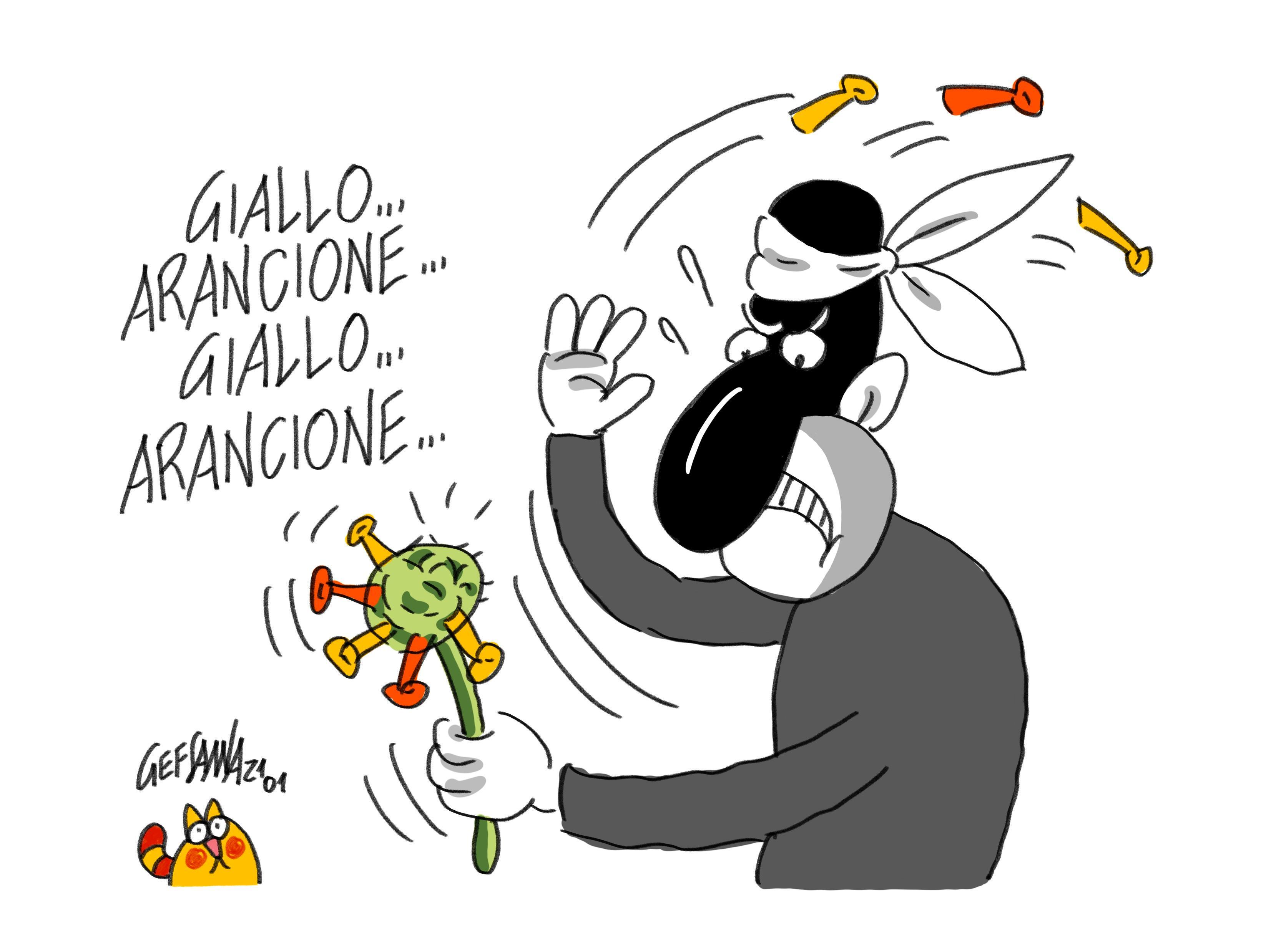 La vignetta di Gef: l'isola aspetta il Tar, sarà zona gialla o ancora arancione?