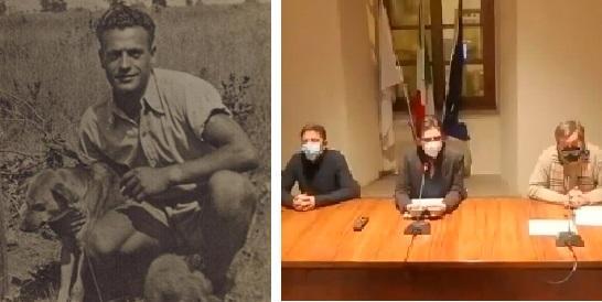 Carlo Pantaloni e, a destra, il figlio Claudio, il sindaco Federico Balocchi e il consigliere Luciano Luciani durante il collegamento video con la prefettura