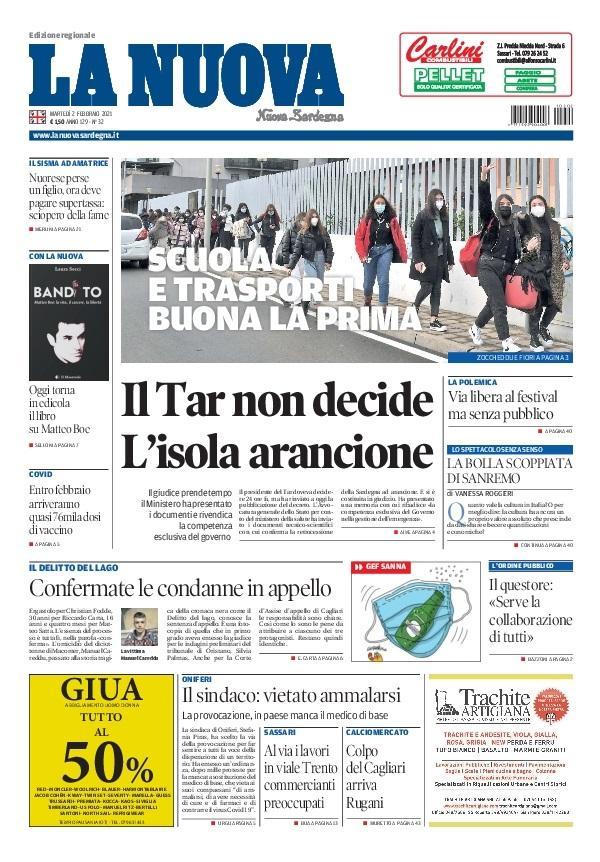 La Nuova Sardegna - Prima Pagina - 2 febbraio 2021