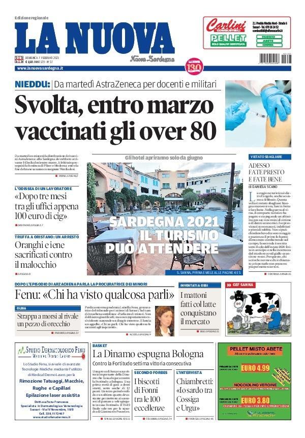 La Nuova Sardegna - Prima Pagina - 7 febbraio 2021