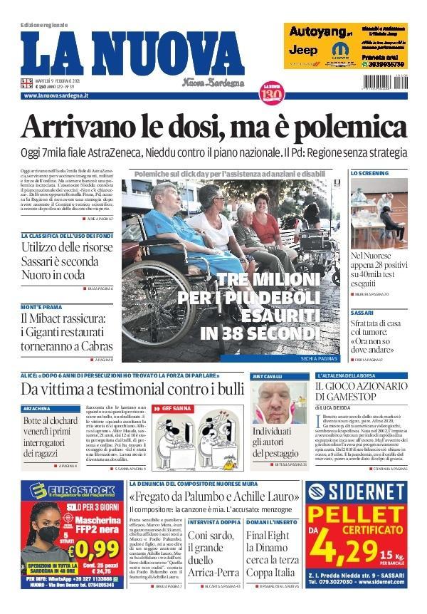 La Nuova Sardegna - Prima Pagina - 9 febbraio 2021