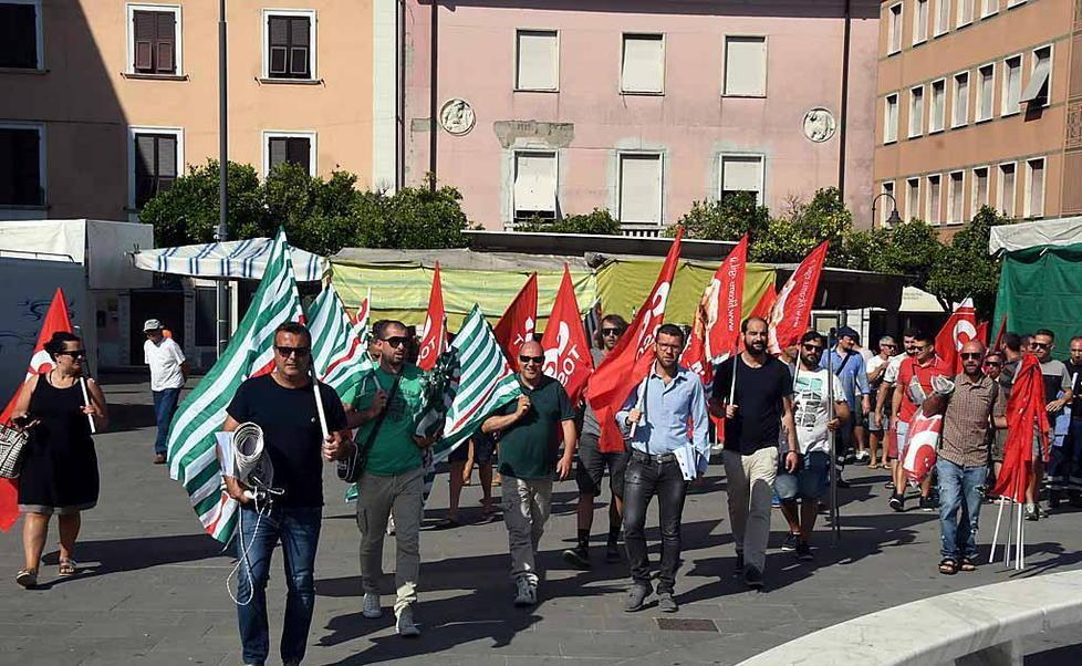 Una protesta in epoca pre Covid (per la Sanac) dei sindacati