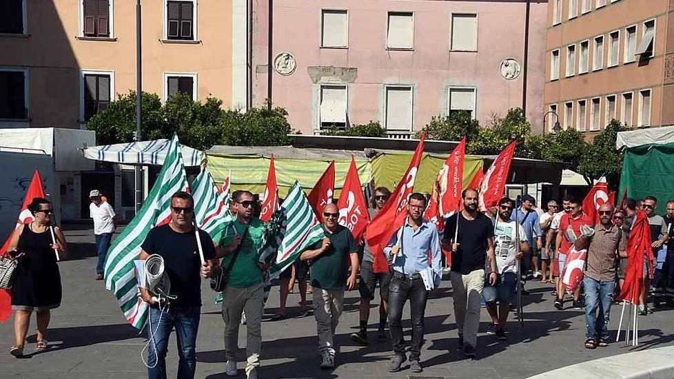 Una protesta in epoca pre Covid (per la Sanac) dei sindacati