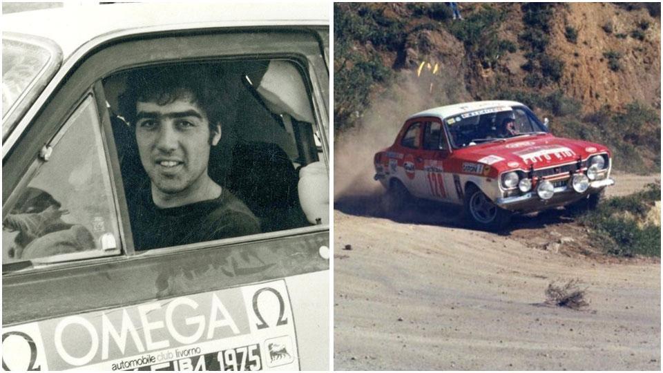 Raoul Molinari alla guida di un’auto e nel Rallye Elba del 1977
