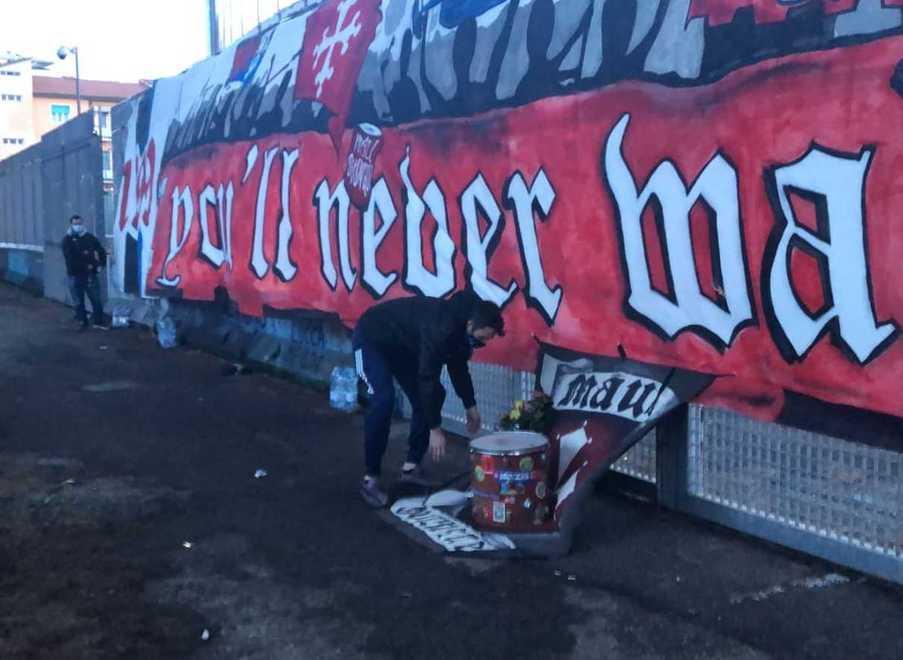Gucher, prima della gara i fiori in ricordo di Mau a nome dei nerazzurri