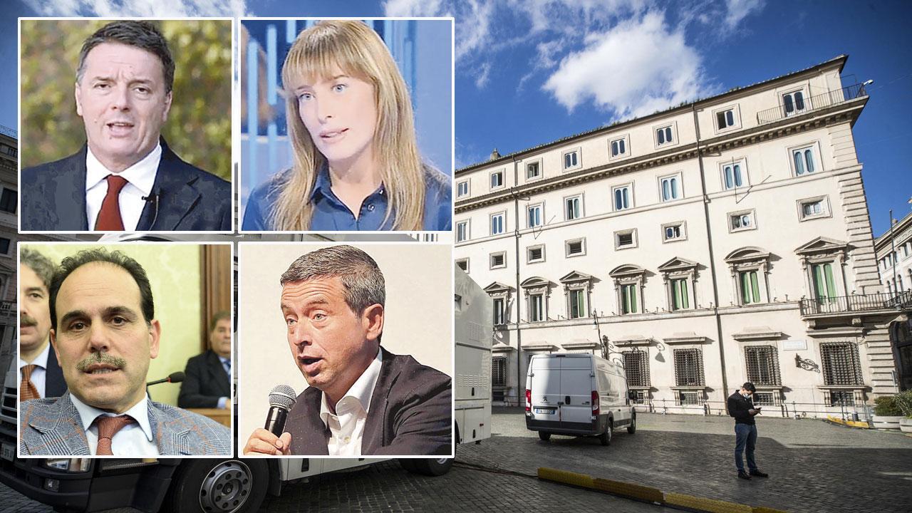 In alto a sinistra Matteo Renzi (Italia Viva) e Maria Elena Boschi (Italia Viva); in basso a sinistra  Andrea Marcucci (Pd) e Andrea Orlando (Pd)