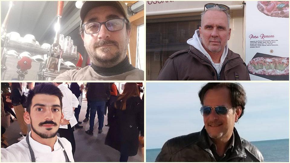 In alto da sinistra in senso orario Andrea Fratelli di Mamasita, Maurizio Stolfi di Oltrepizza, Alessio Baldanzi di Bardo al Mare e Silvio Baldanzi di Hotel Villa Paradiso