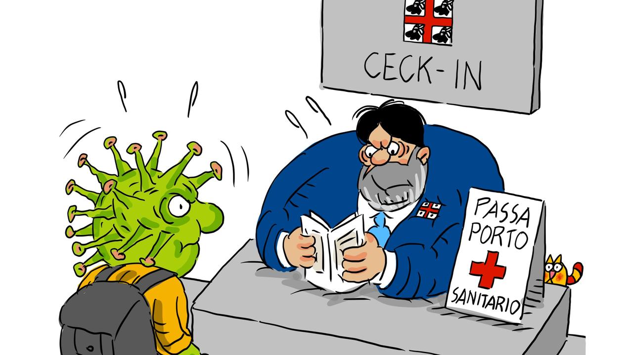 La vignetta di Gef - La richiesta di Solinas al governo Draghi: "Ora il passaporto sanitario"