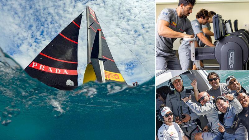 Una spettacolare immagine di Luna Rossa tratta da Twitter. A destra i grinder e l’equipaggio