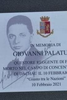 Una targa in memoria di Giovanni Palatucci
