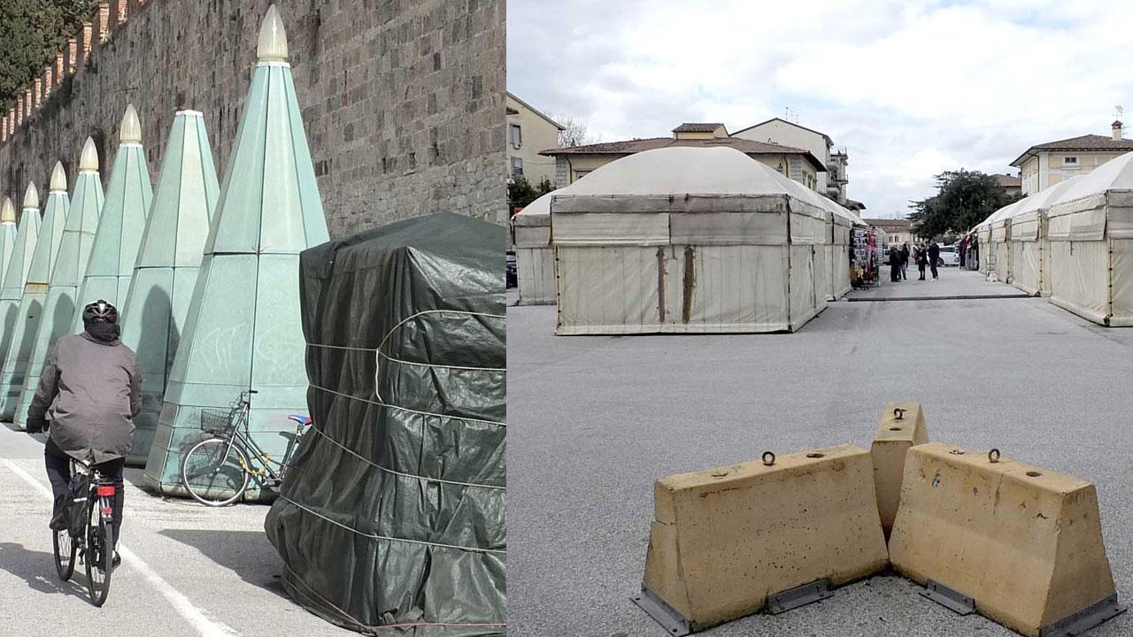 Bancarelle chiuse, ieri mattina venerdì 20, in via Cammeo e piazza Manin (foto servizio Fabio Muzzi)