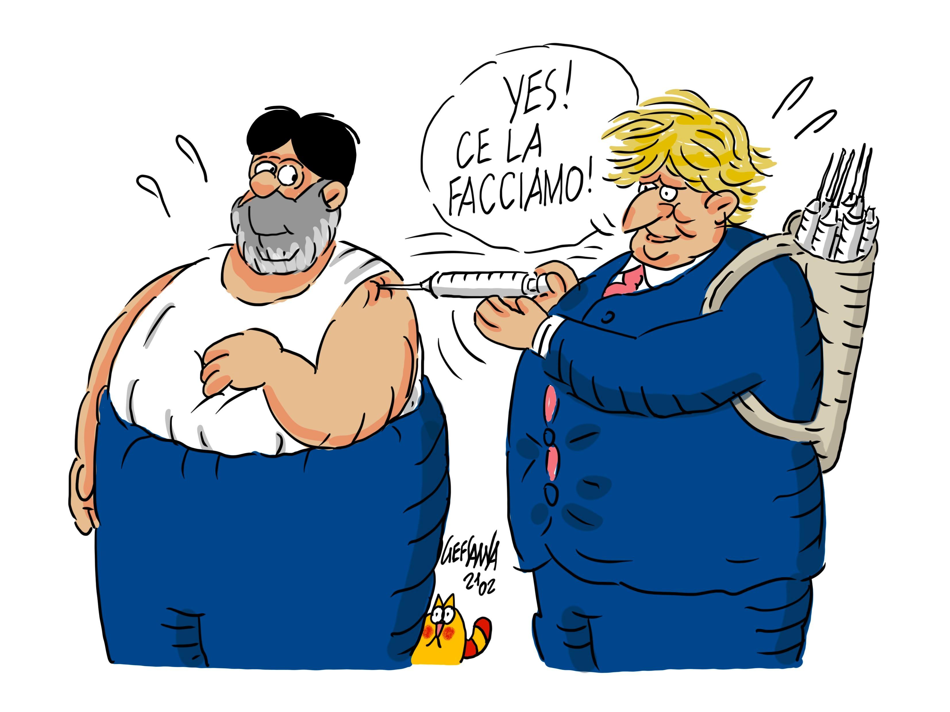 La vignetta di Gef: Solinas, il piano dei vaccini è pronto