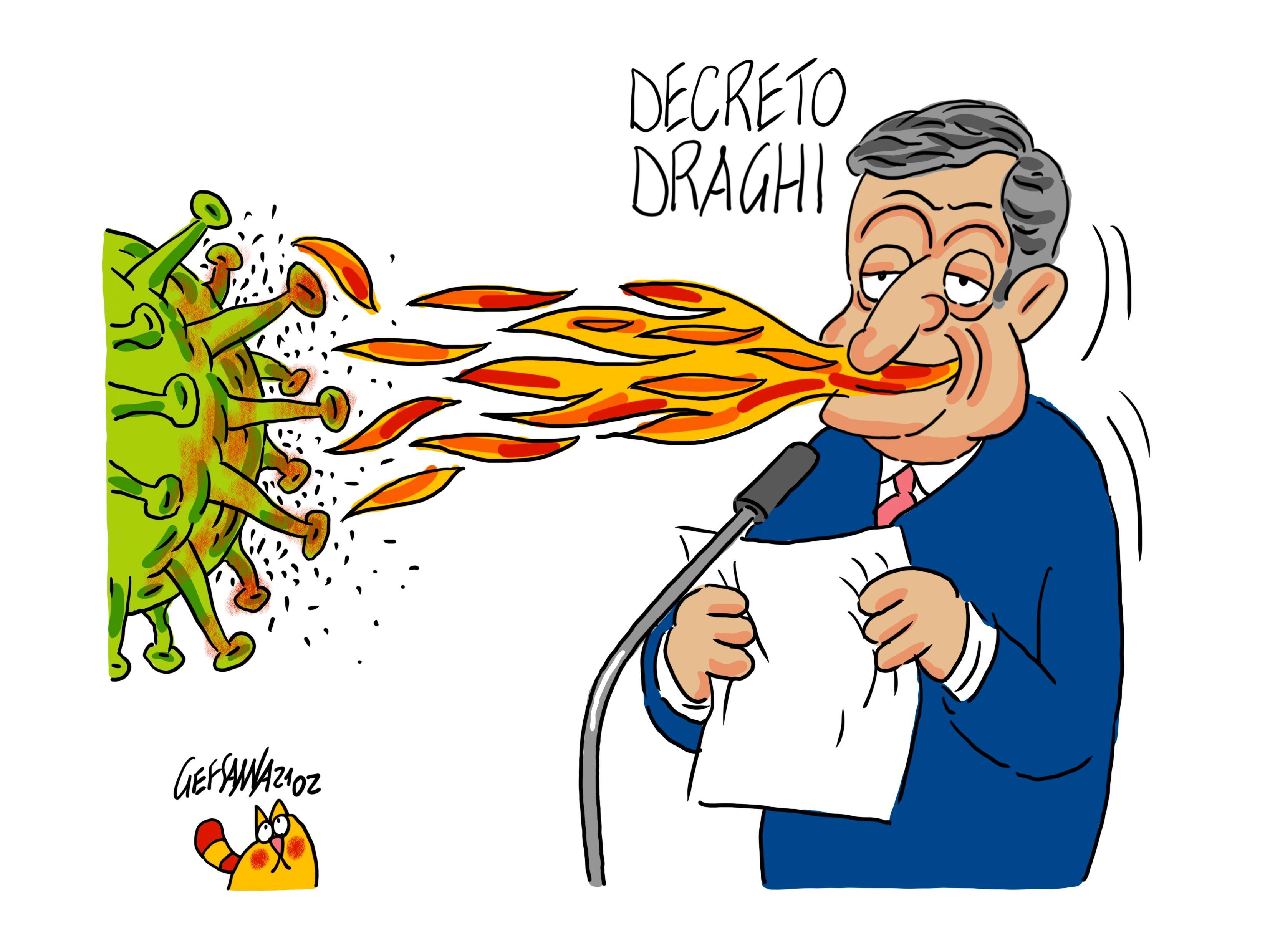 La vignetta di Gef: in arrivo il decreto anti Covid del governo Draghi