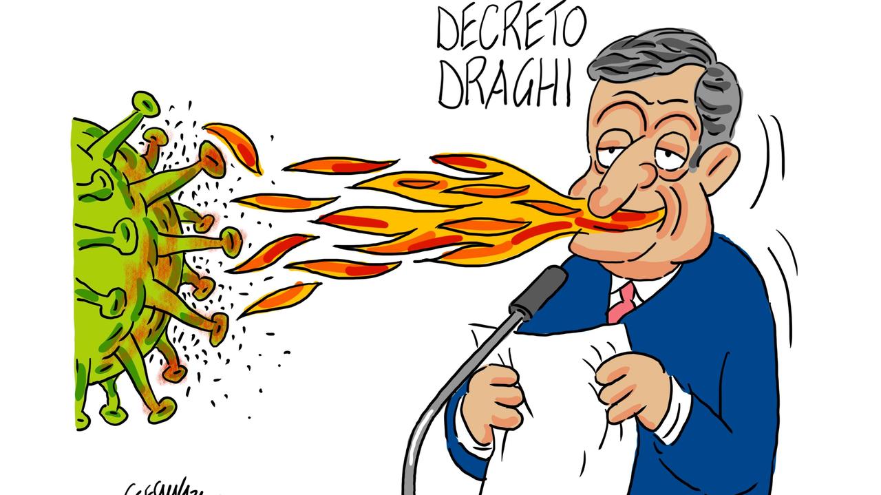 La vignetta di Gef: in arrivo il decreto anti Covid del governo Draghi