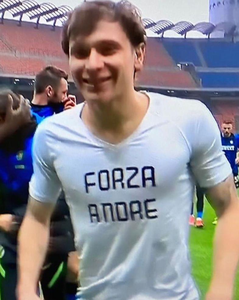 La dedica di Barella: «Forza Andre» 