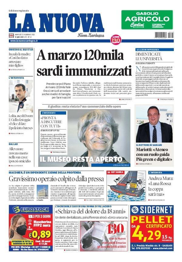 La Nuova Sardegna - Prima Pagina - 23 febbraio 2021