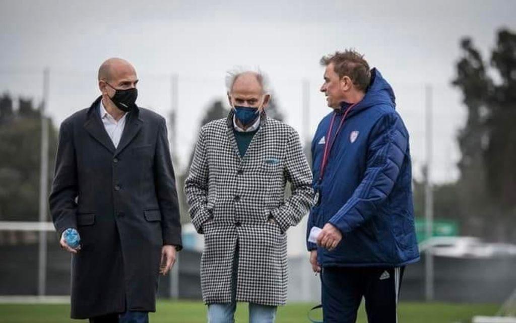 Il presidente Giulini, il ds Capozucca e il neo allenatore Semplici ad Asseminello